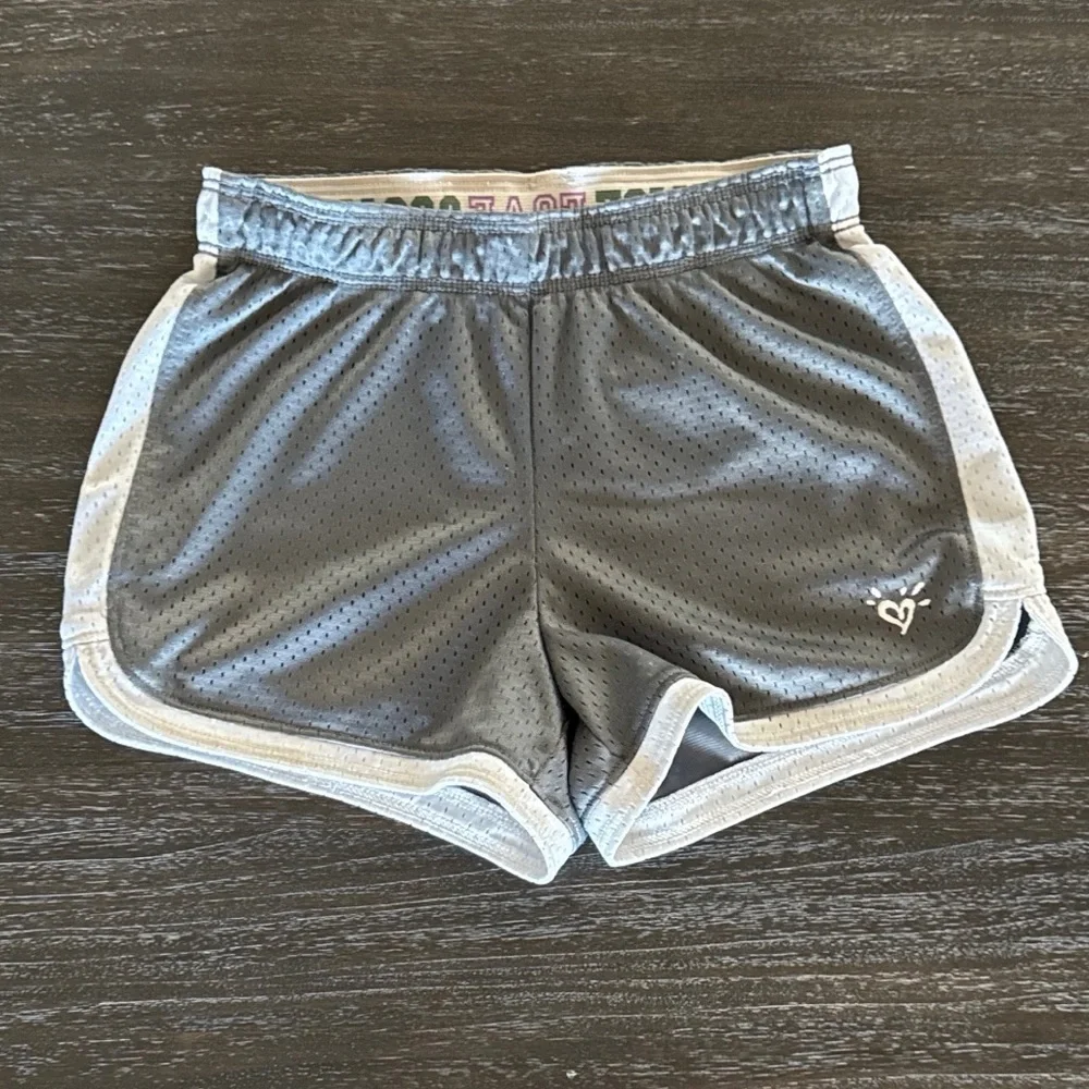 Justice Girls 7 Grey & White & Pink Pair of Athletic Shorts